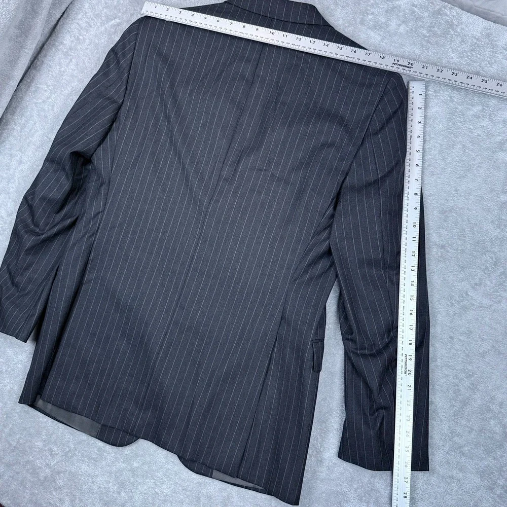 Hickey Freeman Loro Piana Tasmanian 150s Wool Suit 42L Blazer 36x32 Pants Stripe
